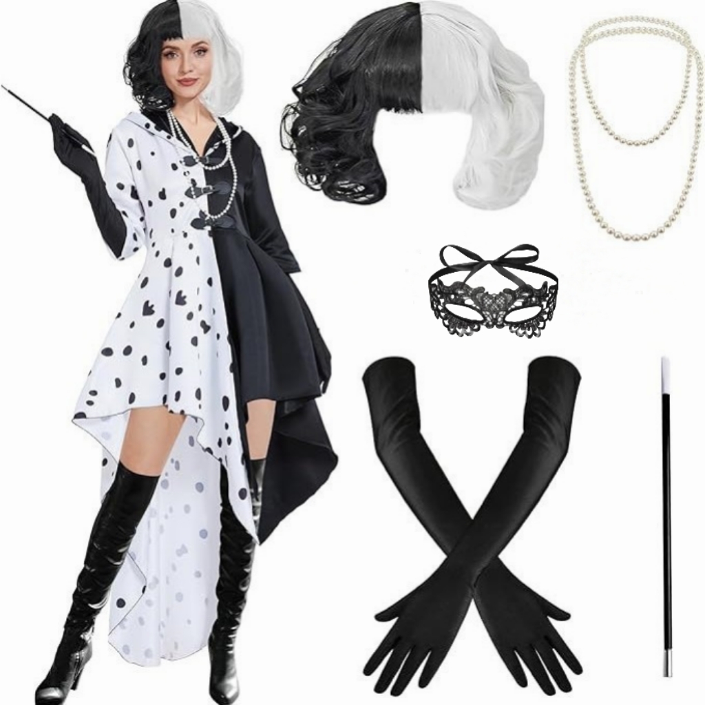 Black Face Mask Pack - Zestaw cosplay Cruelli inspirowany damskim stylem: